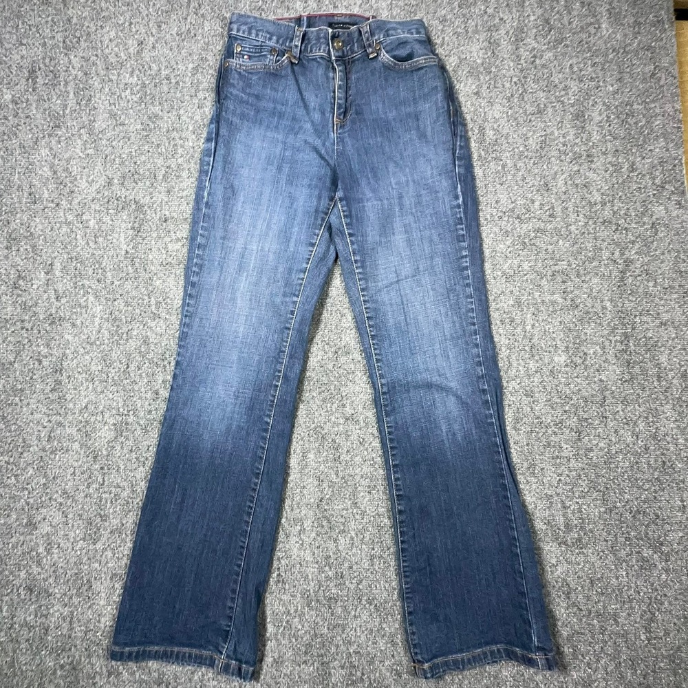 Tommy Hilfiger Womens 4R Straight Leg Jeans Dark Wash Stretch Denim 418506